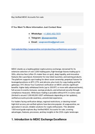 Buy Verified MEXC Accounts forv sale