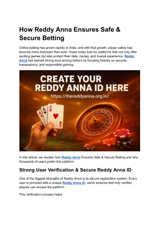How Reddy Anna Ensures Safe & Secure Betting
