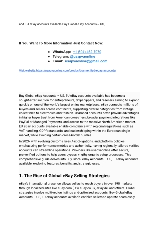 and EU eBay accounts available Buy Global eBay Accounts – US,