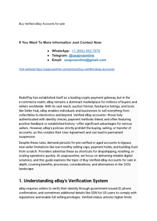 Buy Verified eBay Accounts for sale