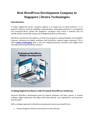 Best WordPress Development Company in Singapore | Dextra Technologies