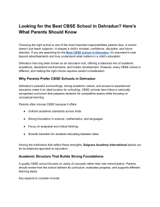 Looking for the Best CBSE School in Dehradun