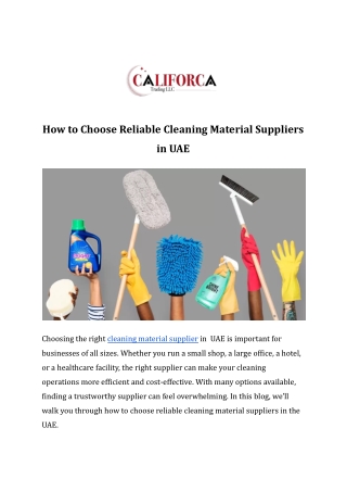 How to Choose Reliable Cleaning Material Suppliers in UAE