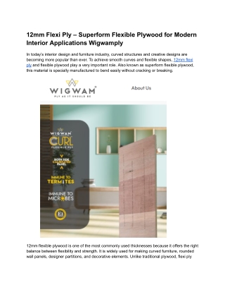 12mm Flexi Ply – Superform Flexible Plywood for Modern Interior Applications Wigwamply
