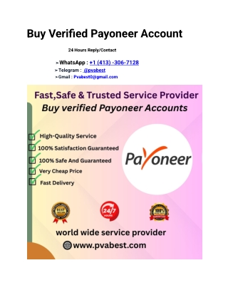 Buy Verified Payoneer Accounts USA