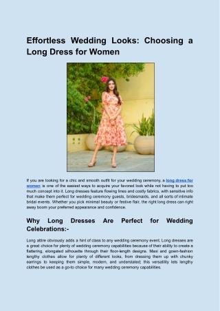 Effortless Wedding Looks_ Choosing a Long Dress for Women