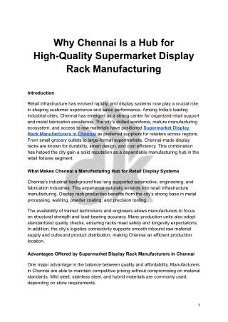 Why Chennai Is a Hub for High-Quality Supermarket Display Rack Manufacturing