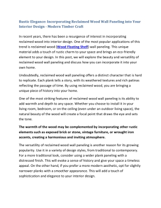 Rustic Elegance Incorporating Reclaimed Wood Wall Paneling into Your Interior Design - Modern Timber Craft