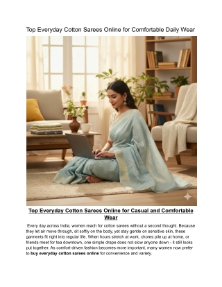 Top Everyday Cotton Sarees Online for Comfortable Daily Wear