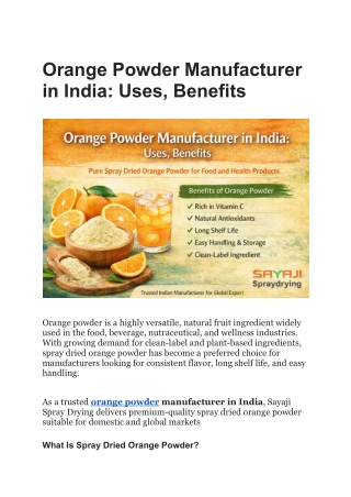 Orange Powder Manufacturer in India_ Uses, Benefits