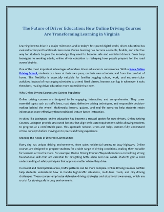 The Future of Driver Education: How Online Driving Courses Are Transforming Lear