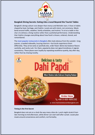 Bangkok Dining Secrets: Eating Like a Local Beyond the Tourist Tables