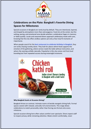 Celebrations on the Plate and Bangkok’s Favorite Dining Spaces for Milestones