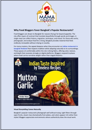 Why Food Bloggers Favor Bangkok’s Popular Restaurants?