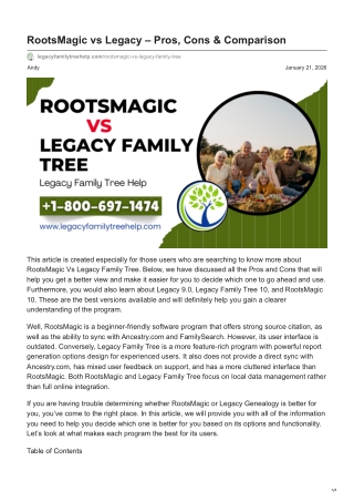 RootsMagic vs Legacy  Pros Cons  Comparison