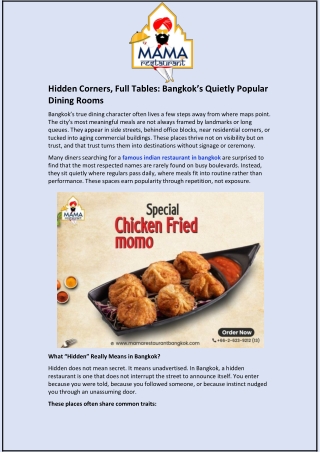 Hidden Corners, Full Tables: Bangkok’s Quietly Popular Dining Rooms