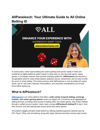 AllPanelexch_ Your Ultimate Guide to All Online Betting ID