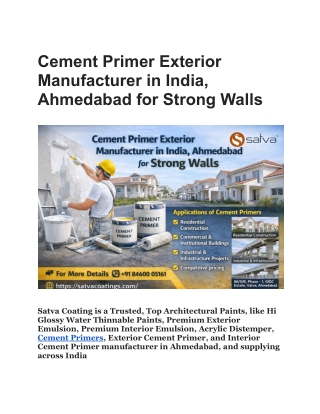 Cement Primer Exterior Manufacturer in India, Ahmedabad for Strong Walls