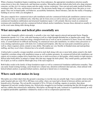 Industrial Micropile Installation vs. Helical Piles: Deciding On the Right Body