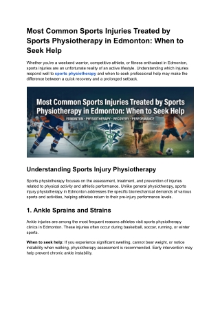 Most Common Sports Injuries Treated by Sports Physiotherapy in Edmonton_ When to Seek Help