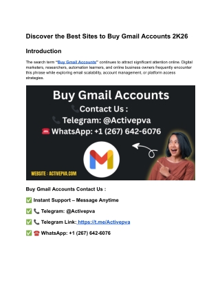 Discover the Best Sites to Buy Gmail Accounts 2K26