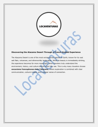 Discovering the Atacama Desert Through a French-Guided Experience