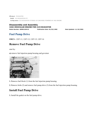 Caterpillar Cat 215 EXCAVATOR (Prefix 57Y) Service Repair Manual Instant Download (57Y00001 and up)