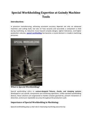 Special Workholding Expertise at Guindy Machine Tools