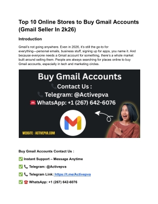 Top 10 Online Stores to Buy Gmail Accounts (Gmail Seller In 2k26)