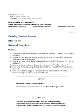 Caterpillar Cat 657B WHEEL TRACTOR (Prefix 68K) Service Repair Manual Instant Download (68K00001-00892)