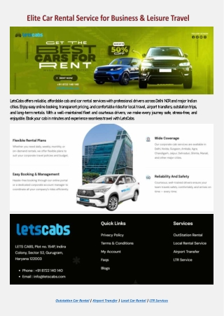 Elite Car Rental Service for Business & Leisure Travel