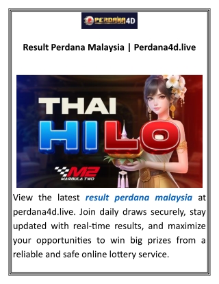 Result Perdana Malaysia Perdana4d.live