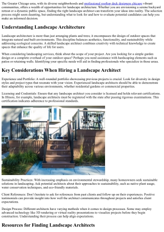 Find Expert Landscape Architects in the Greater Chicago Area