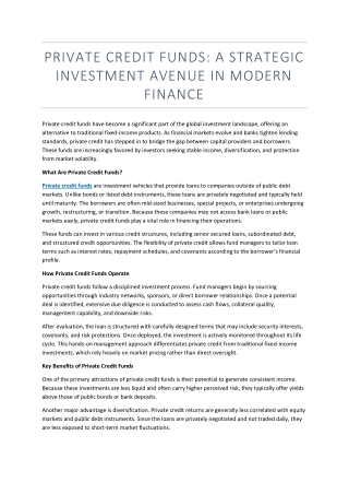 Private Credit Funds