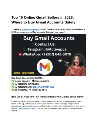 Top 10 Online Gmail Sellers in 2026_ Where to Buy Gmail Accounts Safely