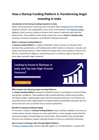 How a Startup Funding Platform Is Transforming Angel Investing in India