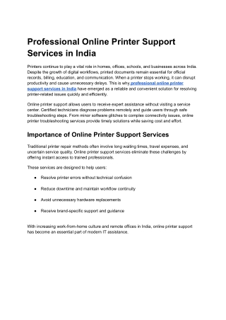 Smart Online Printer Assistance Solutions in India