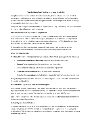 Your Guide to Adult Toy Stores in Long Beach CA