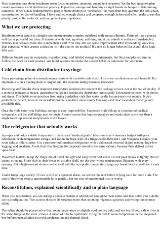 Botox Storage and Handling: Protecting Potency