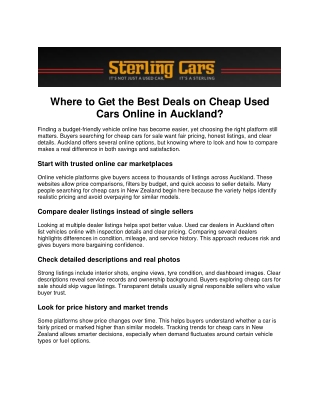 Where to Get the Best Deals on Cheap Used Cars Online in Auckland