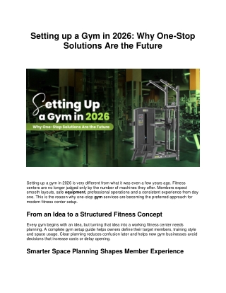 Setting up a Gym in 2026 Why One-Stop Solutions Are the Future