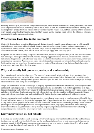 Retaining Wall Repair: Signs, Solutions, and Prevention