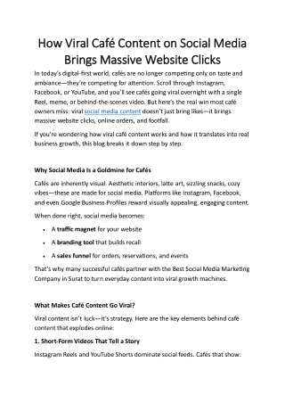 How Viral Café Content on Social Media Brings Massive Website Clicks