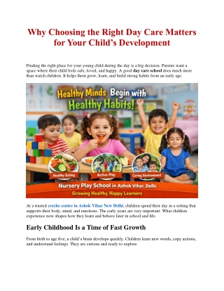 Why Choosing the Right Day Care Matters for Your Child’s Development