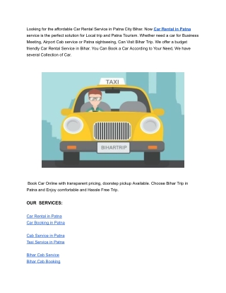 Reliable Cab Booking in Patna Bihar with Bihar Trip