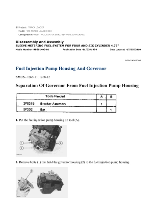 Caterpillar Cat 941 941B TRACK LOADER (Prefix 80H) Service Repair Manual Instant Download (80H03884-05702)