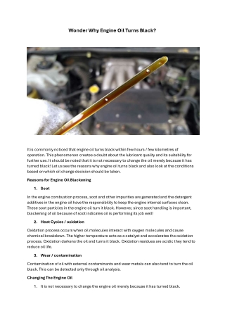 Wonder Why Engine Oil Turns Black