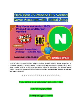2026 Best 75 Website Buy Verified Naver Accounts with Trusted Setup