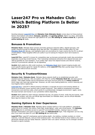 Laser247 Pro vs Mahadev Club: Which Betting Platform Is Better in 2025?
