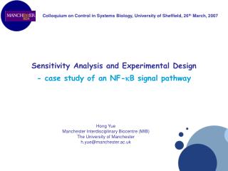 Sensitivity Analysis and Experimental Design - case study of an NF- k B signal pathway